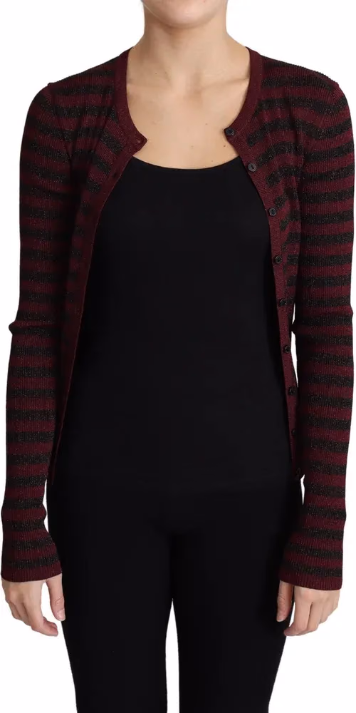 Dolce & Gabbana Black Red Striped Viscose Cardigan Sweater