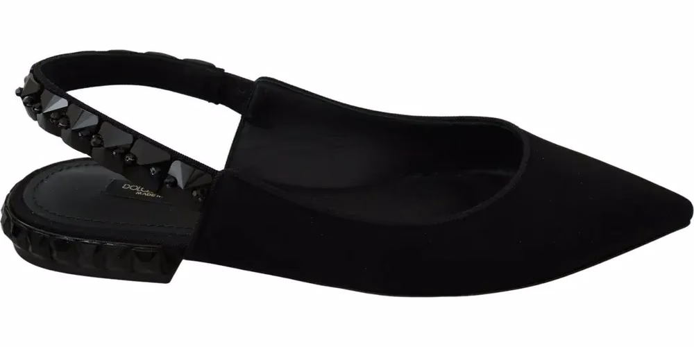 Dolce & Gabbana Black Flats Slingback Charmeuse Shoes