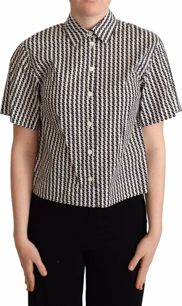 Dolce & Gabbana White Black Fantasy Pattern Shirt