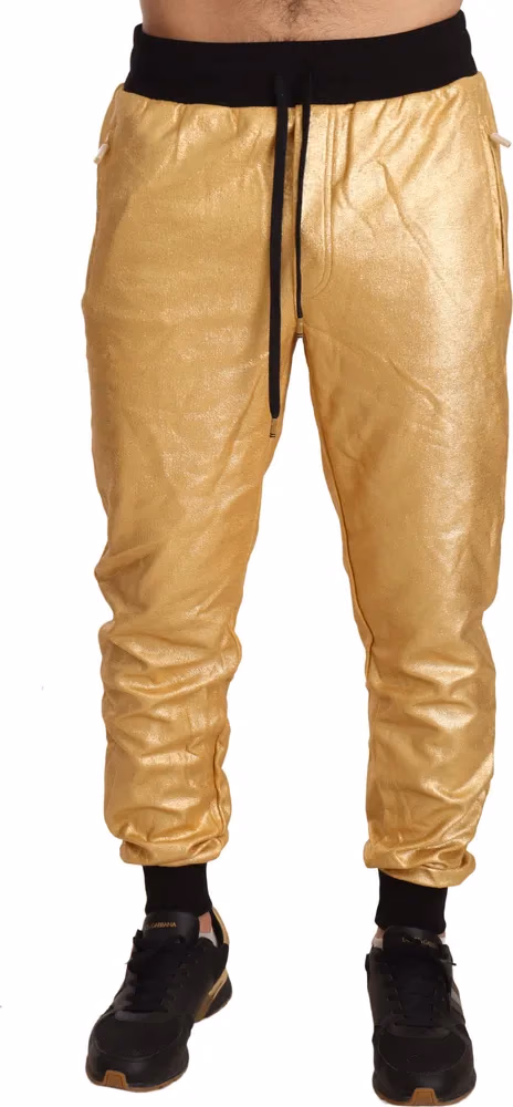Dolce & Gabbana Gold Pig Of The Year Cotton Trousers Pants