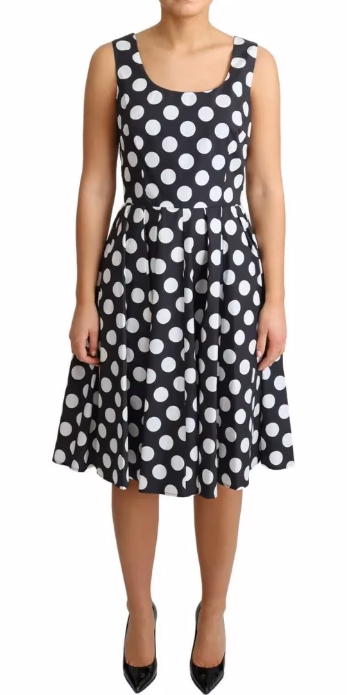 Dolce & Gabbana Black Polka Dotted Cotton A-Line Dress
