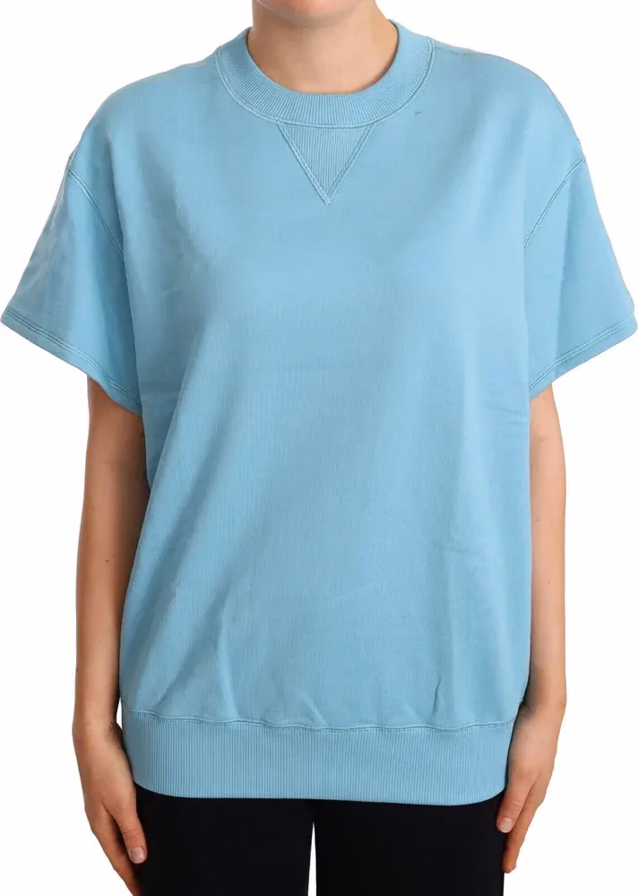 Dolce & Gabbana Blue Cotton Short Sleeves Crew Neck Top