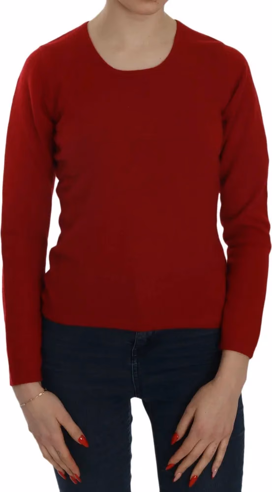 MILA SCHÖN Red Round Neck Pullover Cashmere Sweater