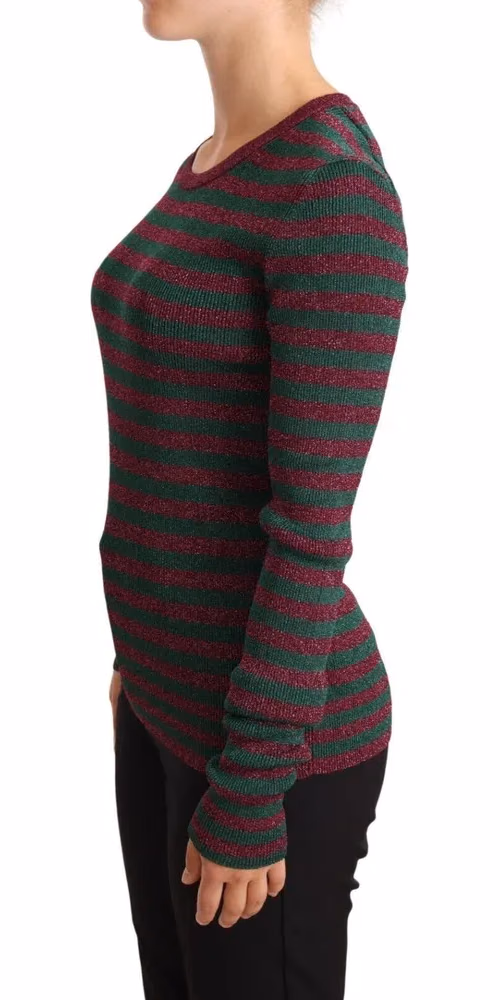 Dolce & Gabbana Multicolor Striped Crew Neck Pullover Sweater