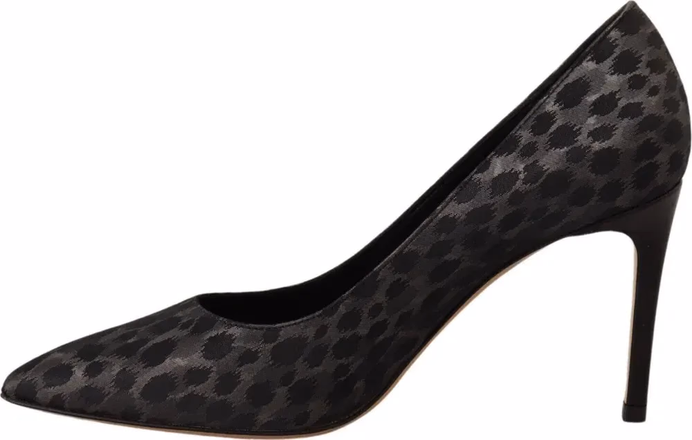 Sofia Black Leopard Leather Stiletto High Heels Pumps Shoes