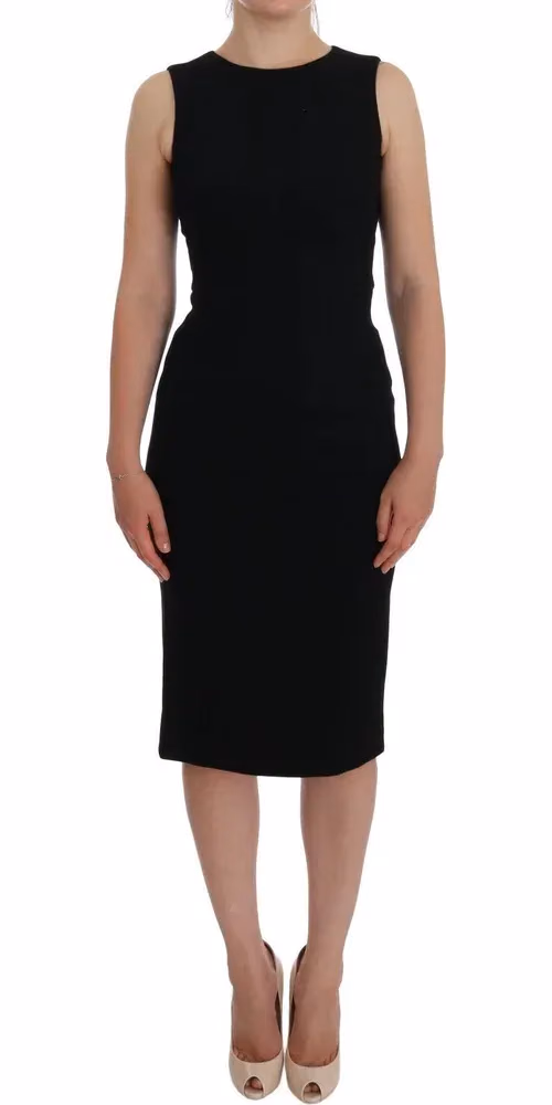 Dolce & Gabbana Black Stretch Crystal Sheath Gown Dress