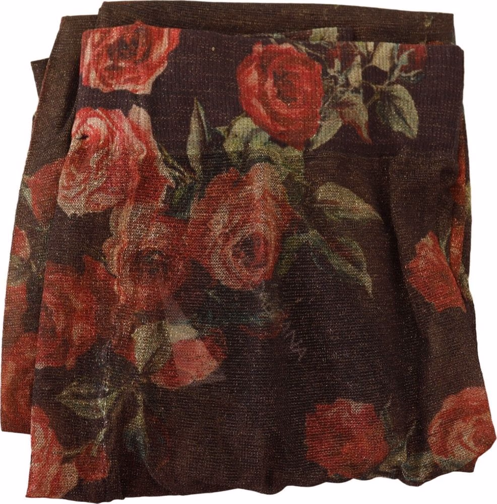 Dolce & Gabbana Black Floral Print Stockings Nylon Tights