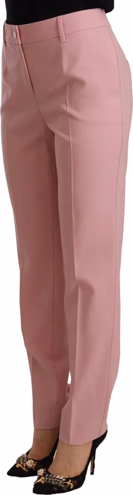 Dolce & Gabbana Pink Wool Stretch High Waist Trouser Pants