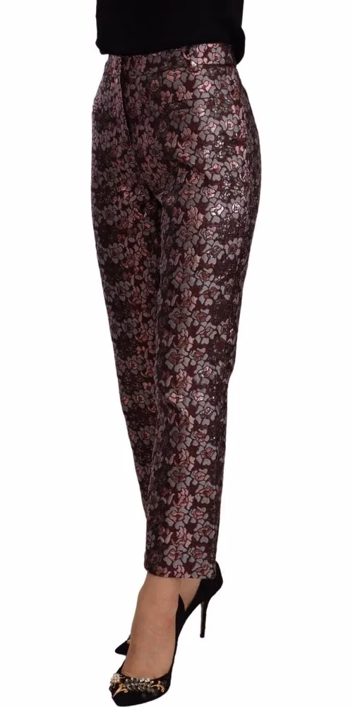 House of Holland Multicolor Floral Jacquard Flared Cropped Pants