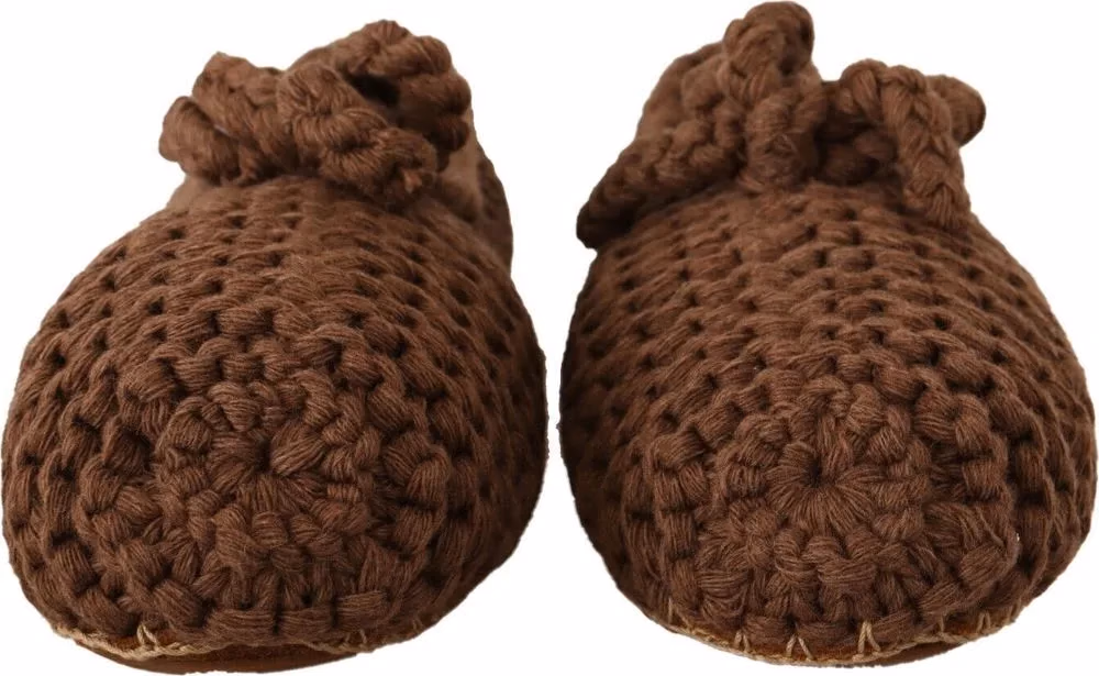 Dolce & Gabbana Brown Slip On Ballerina Flats Wool Knit Shoes