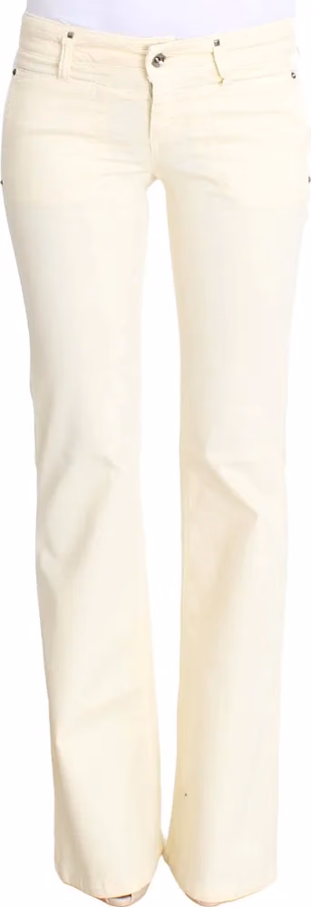 Costume National White Cotton Stretch Flare Jeans