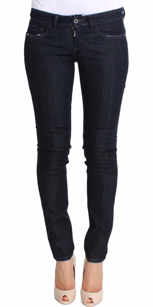 Costume National Blue Cotton Stretch Slim Fit Jeans