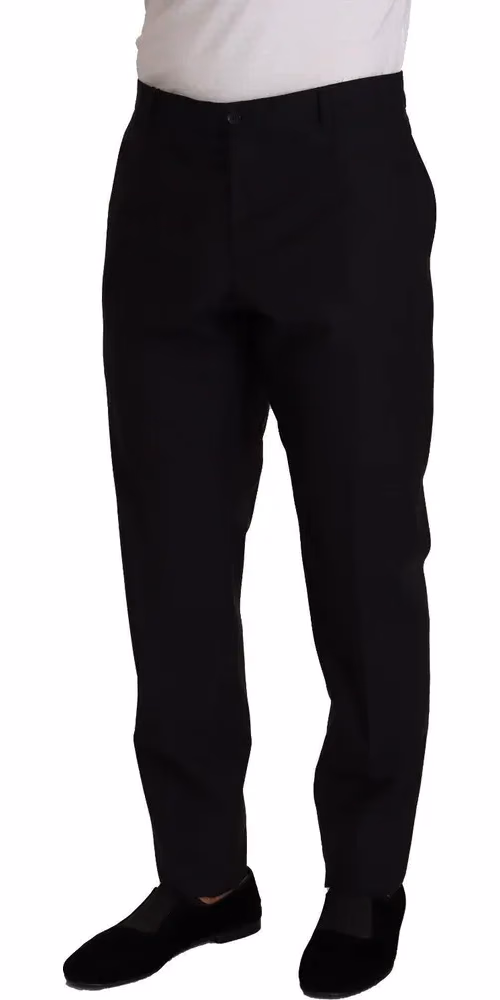 Dolce & Gabbana Blue Wool Silk Formal Trouser Dress Pants