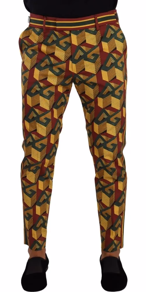 Dolce & Gabbana Multicolor Logo Mania Cotton Tapered Trouser Pants