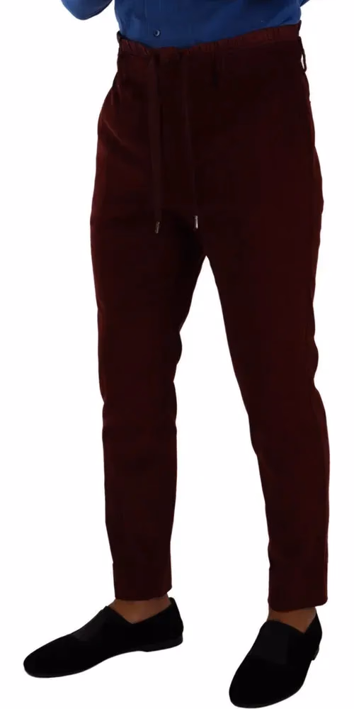 Dolce & Gabbana Bordeaux Velvet Mens Formal Trouser Dress Pants