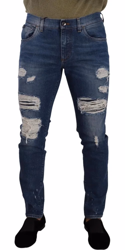 Dolce & Gabbana Blue Wash Cotton Stretch Slim Fit Denim Jeans