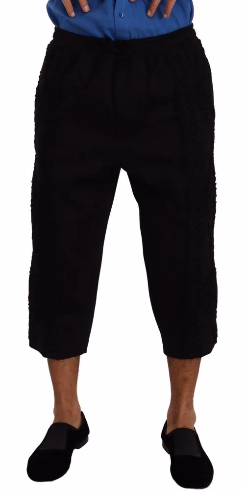 Dolce & Gabbana Black Cotton Torero Cropped Short Trouser Pants