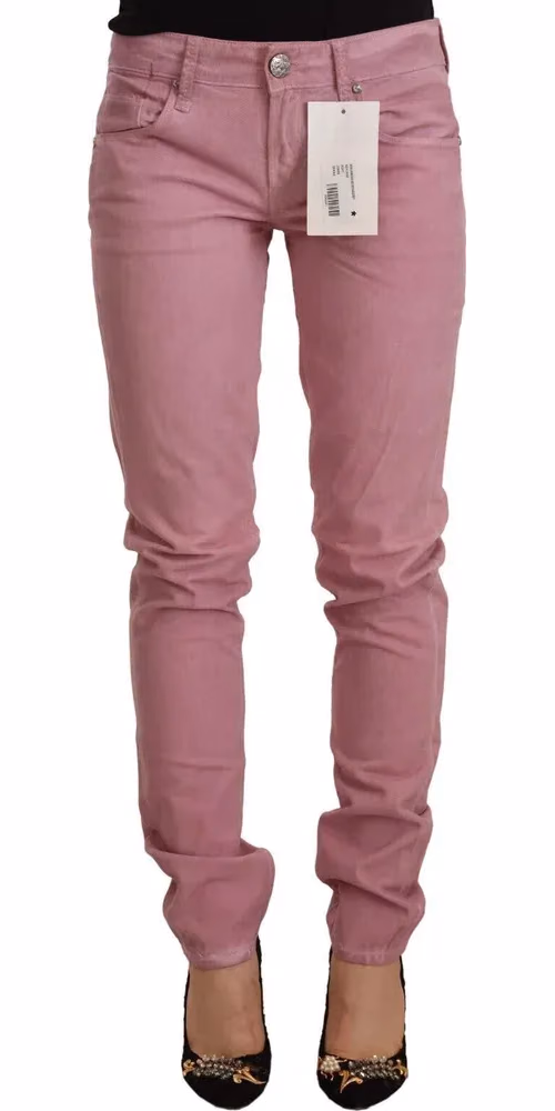 Acht Pink Cotton Slim Fit Women Denim Skinny Jeans