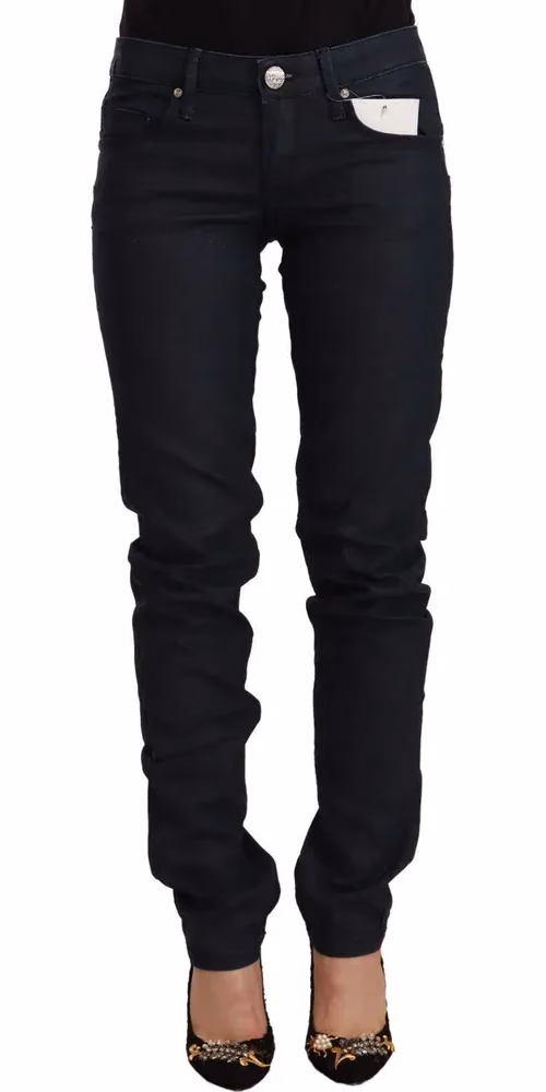 Acht Black Cotton Low Waist Slim Fit Denim Jeans