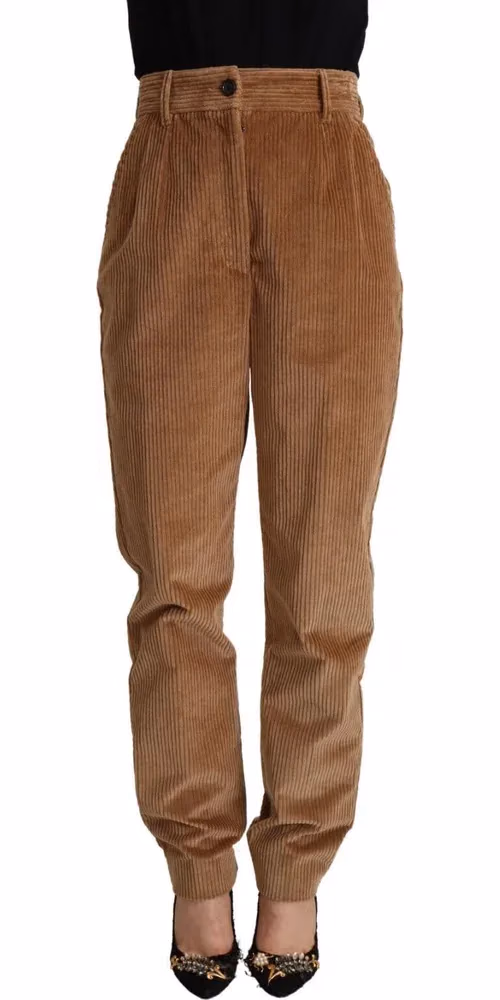Dolce & Gabbana Brown Cotton Corduroy High Waist Skinny Pants