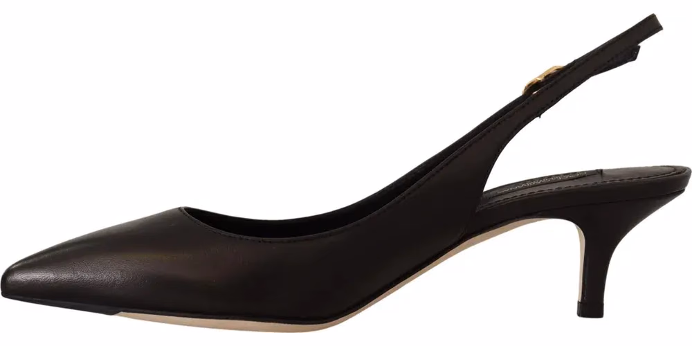 Dolce & Gabbana Black Leather Slingbacks Heels Pumps Shoes