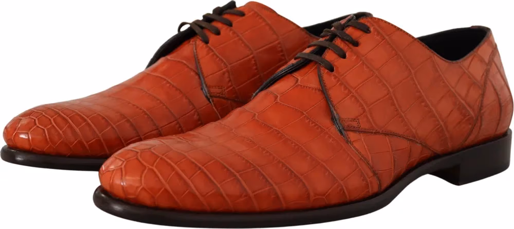 Dolce & Gabbana Orange Exotic Leather Dress Derby Shoes