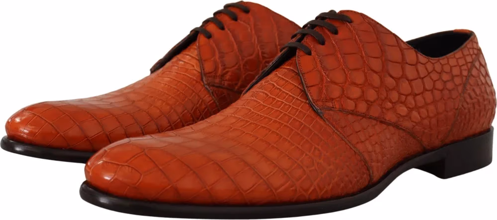 Dolce & Gabbana Orange Exotic Leather Dress Derby Shoes