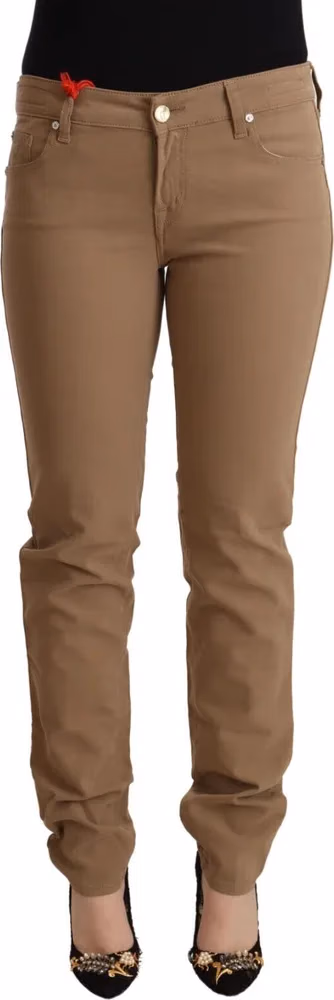 Jacob Cohen Brown Cotton Stretch Mid Waist Skinny Pants