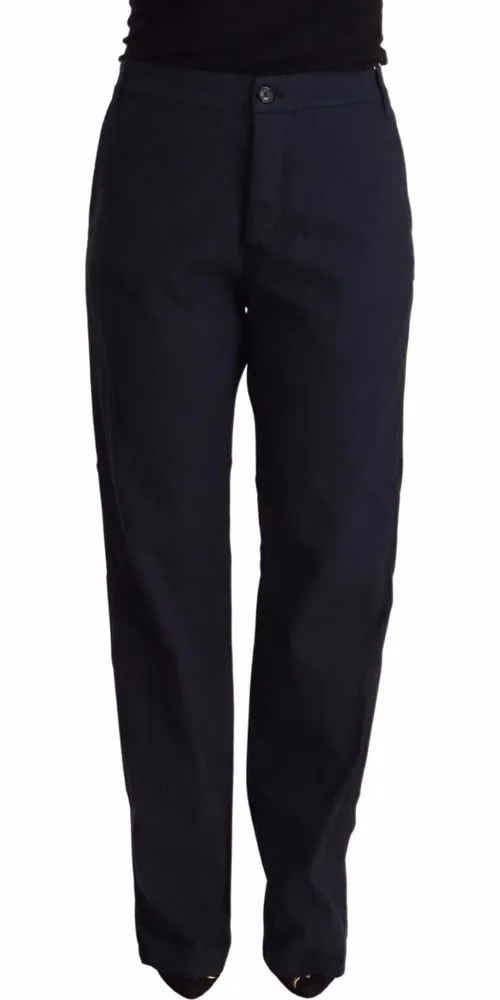 Exte Black High Waist Tapered Cotton Pants