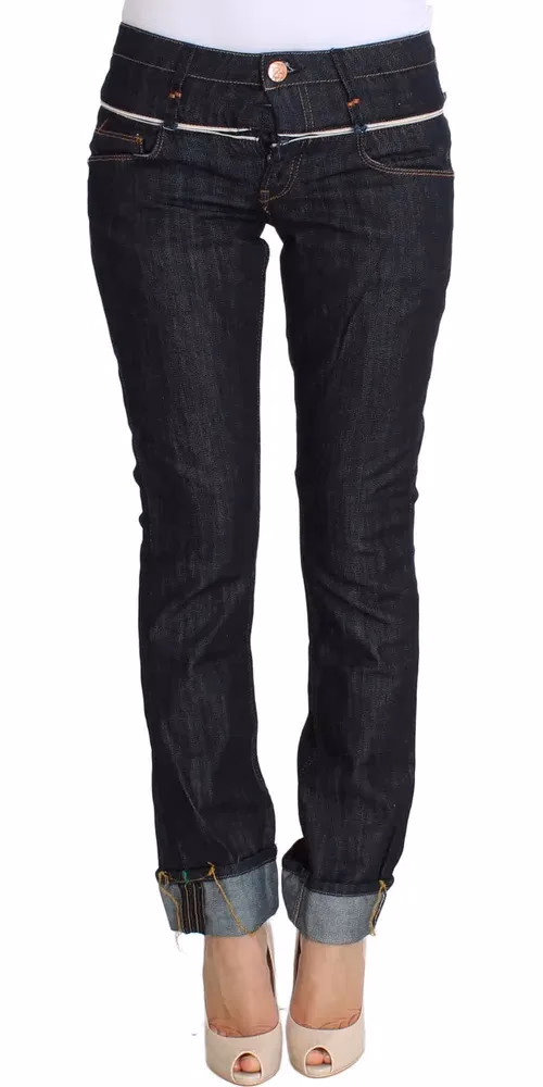 Acht Blue Denim Cotton Bottoms Straight Fit Jeans