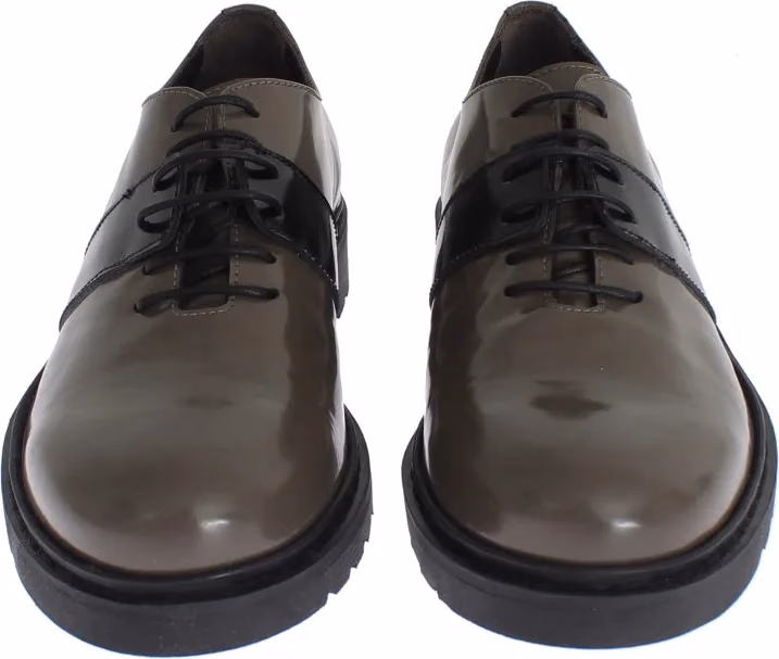 AI_ Gray Brown Leather Laceups Shoes