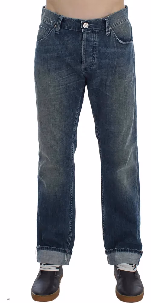 Acht Blue Wash Cotton Denim Regular Fit Jeans