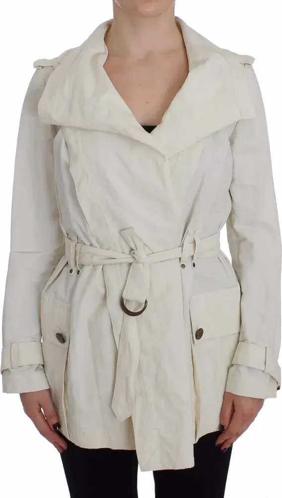 PLEIN SUD White Trench Coat Jacket