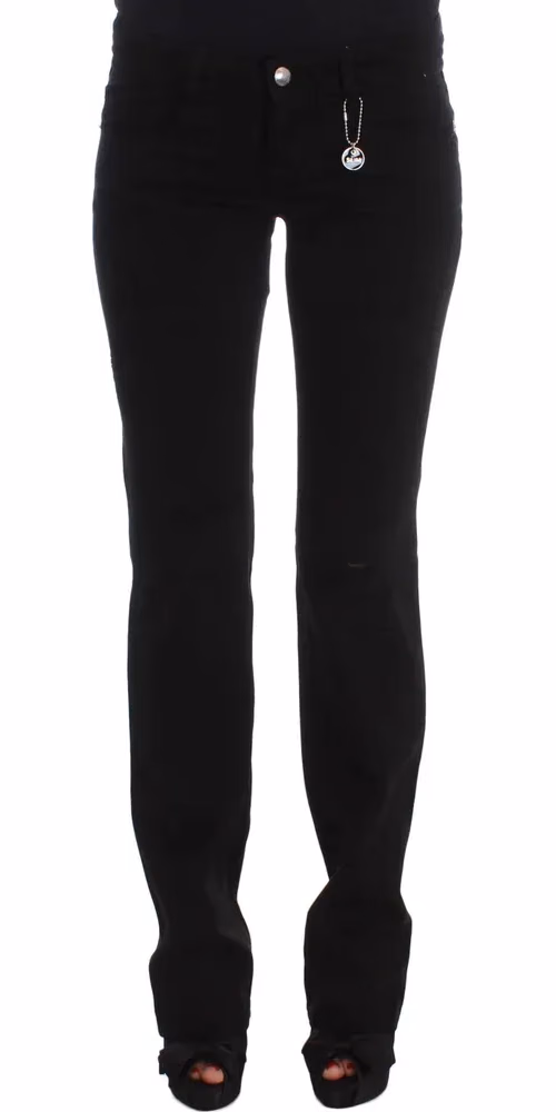 Costume National Black Cotton Slim Fit Bootcut Jeans