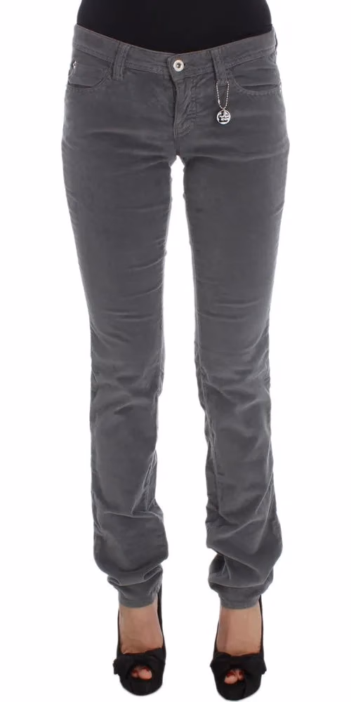 Costume National Gray Cotton Super Slim Corduroys Jeans