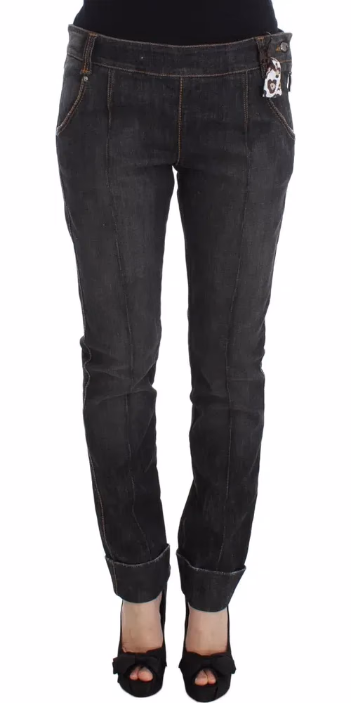 Ermanno Scervino Gray Cotton Slim Fit Denim Jeans