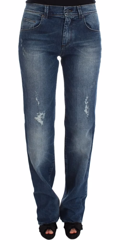 Ermanno Scervino Blue Wash Cotton Blend Slim Fit Jeans
