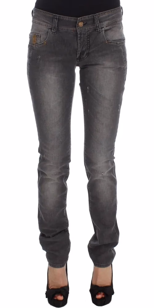 John Galliano Gray Wash Cotton Blend Slim Fit Stretch Jeans