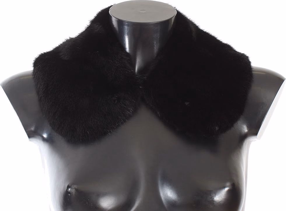 Dolce & Gabbana Black Mink Fur Shoulder Collar Scarf