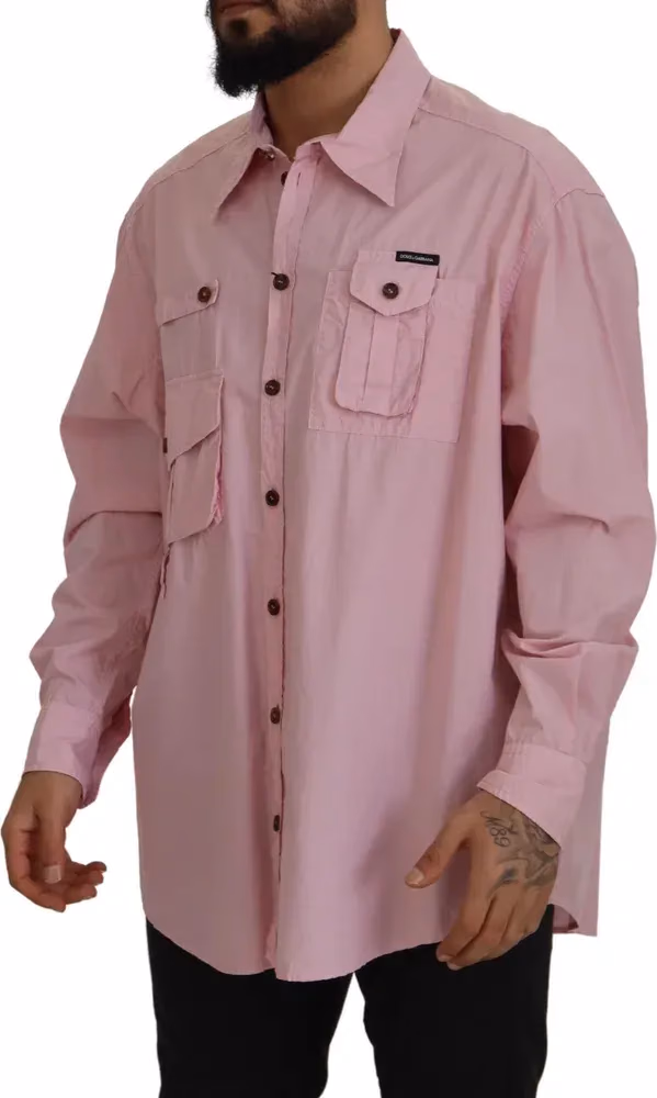 Dolce & Gabbana Pink Casual Button Down Long Sleeves Shirt