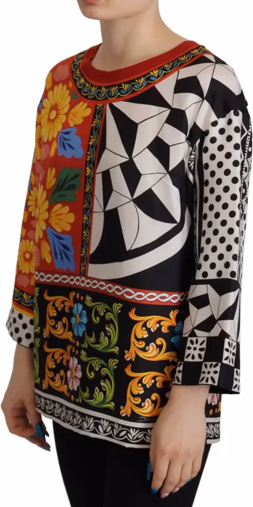 Dolce & Gabbana Multicolor Printed Baroque Loose Long Sleeve