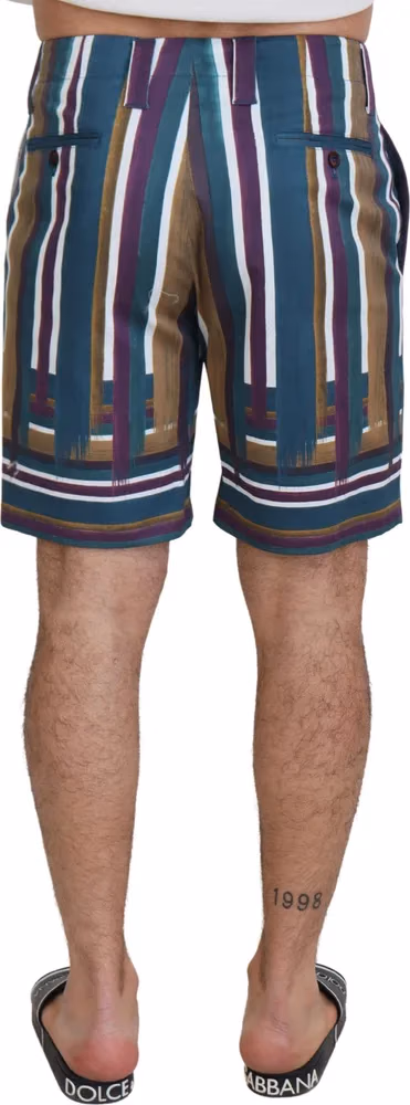 Dolce & Gabbana Multicolor Striped Stretch Cotton Shorts