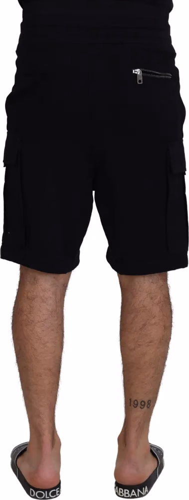 Dolce & Gabbana Black Cotton Bermuda Cargo Shorts