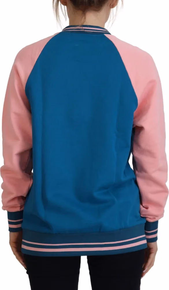 Dolce & Gabbana Blue Pink Queen Sequin Crystal Sweater
