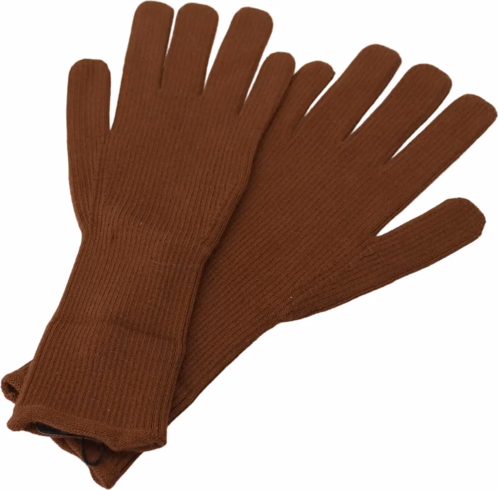 Dolce & Gabbana Brown Cashmere Knitted Hands Mitten Mens Gloves