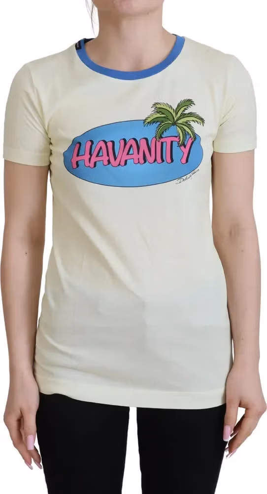 Dolce & Gabbana Yellow Havanity Round Neck Tee Cotton T-shirt