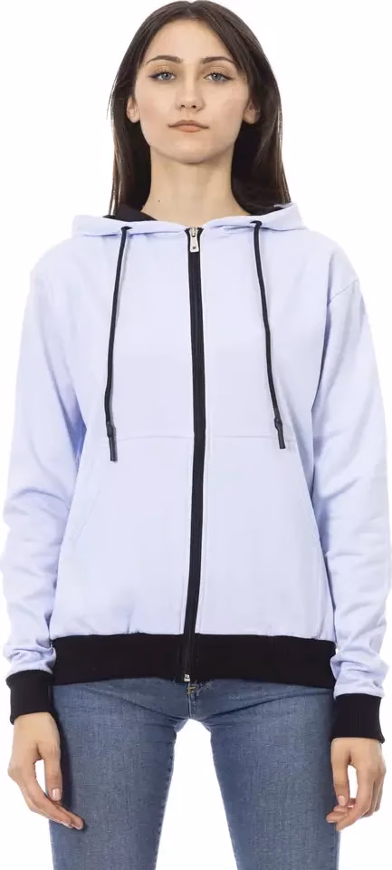 Baldinini Trend Purple Cotton Women Sweater With Adjustable Hood