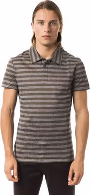 Gray Cotton Men Polo Shirt