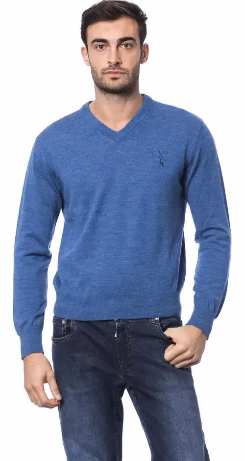 Billionaire Italian Couture Blue Merino Wool Sweater