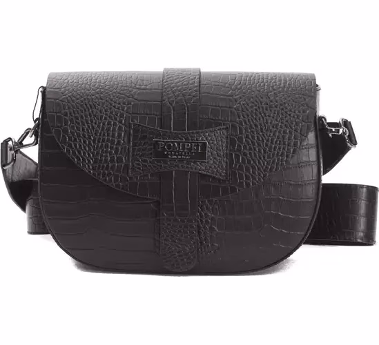 Pompei Donatella Black Leather Women Crossbody